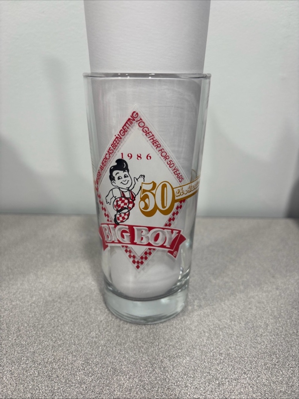 Big Boy 50th Anniversary Tall Glass - Red, Gold, White